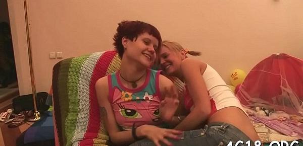  Super sexy teen lesbian babes like using various sex toys